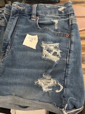 American Eagle Outfitters Distressed Blue Denim Jean Shorts and Jeans